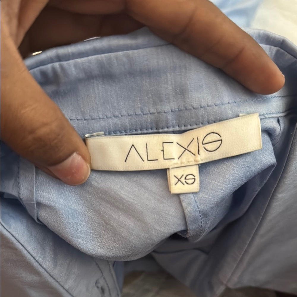 ALEXIS Elegant Blue Asymmetrical Shirt Dress XS - Picture 9 of 10